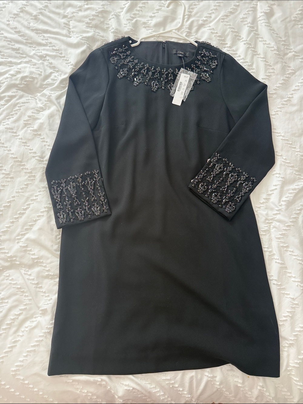 NWT J. Crew Black Long Sleeve Embellished Shift Dress 2